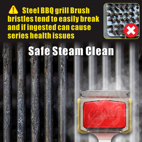 GRILLART SteamWizards reusable head is dishwasher-safe for easy cleanup.