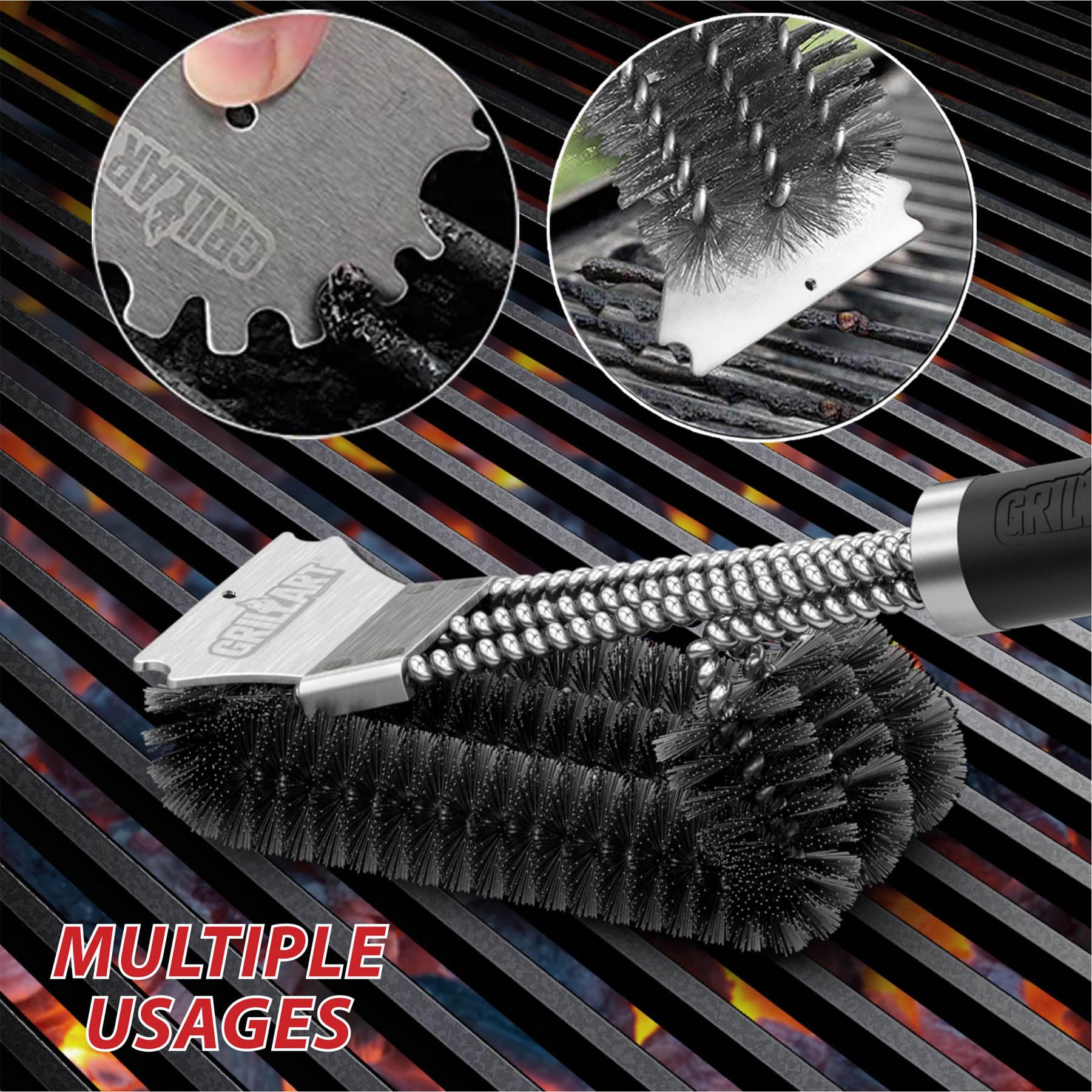 GRILLART universal-fit scraper works on most grill grates