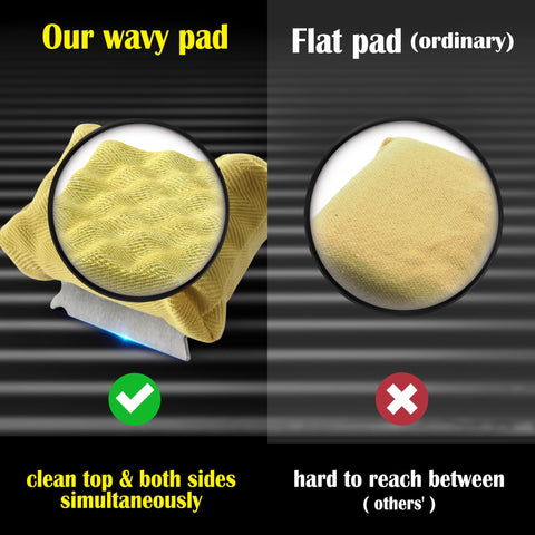 GRILLART wavy pad design conforming to grate bars for efficient cleaning.