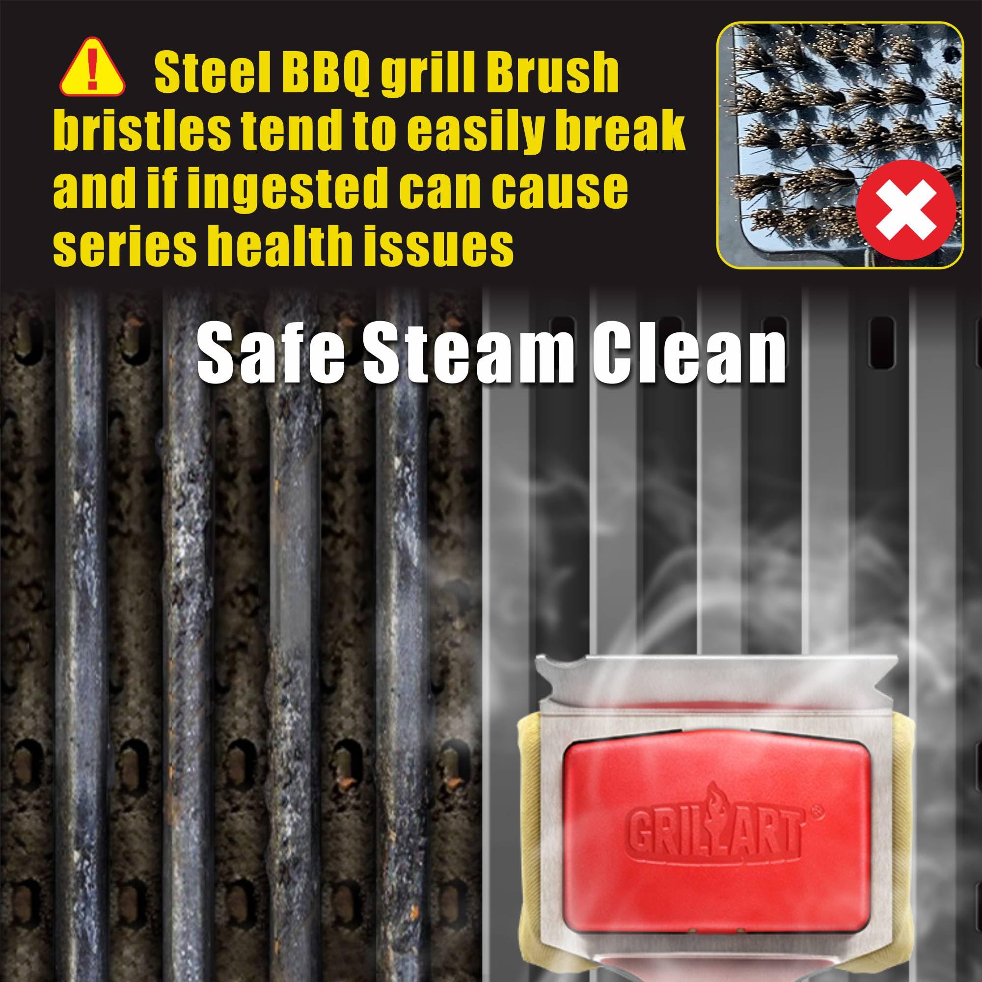 GRILLART works on all grill types including cast iron and stainless steel