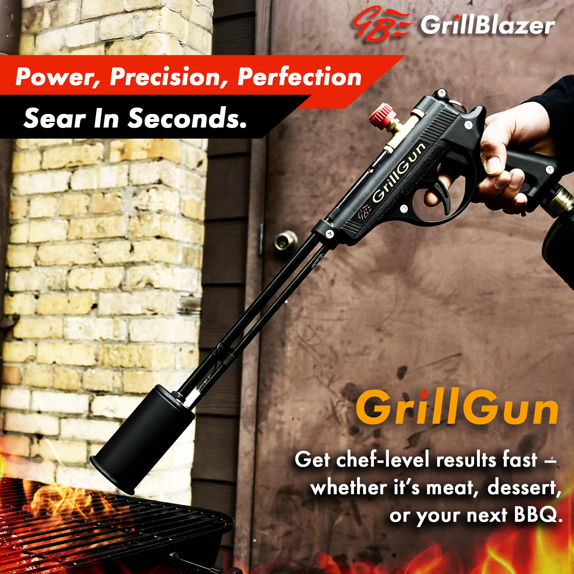 GRILLBLAZER GrillGun flame-control dial for precise heat in outdoor cooking.