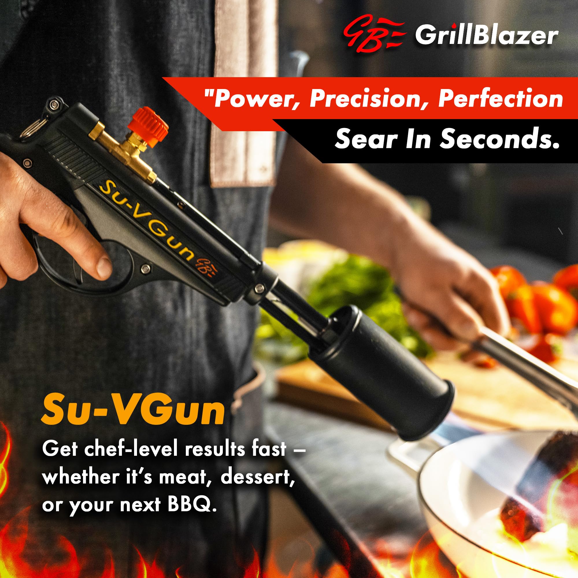 GRILLBLAZER Su-VGun delivers a 240k BTU sear for a crusty finish.