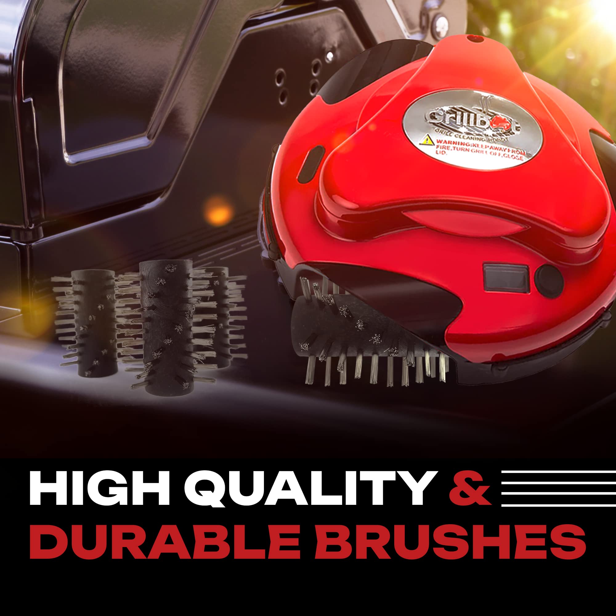Grillbot replacement brush easy removal and dishwasher safe for quick cleanup.