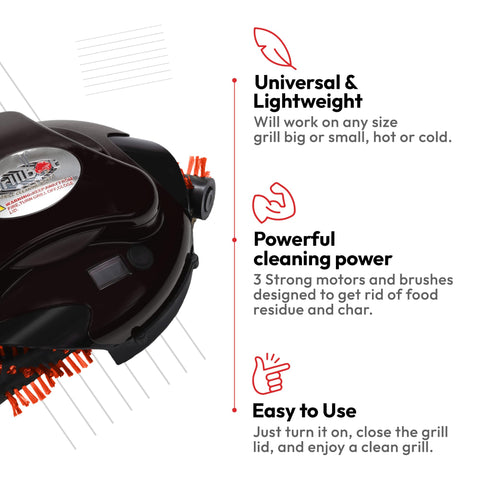 Carrying case keeps Grillbot and accessories organized for travel.