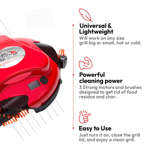Grillbot hands-free cleaning during a busy backyard cookout
