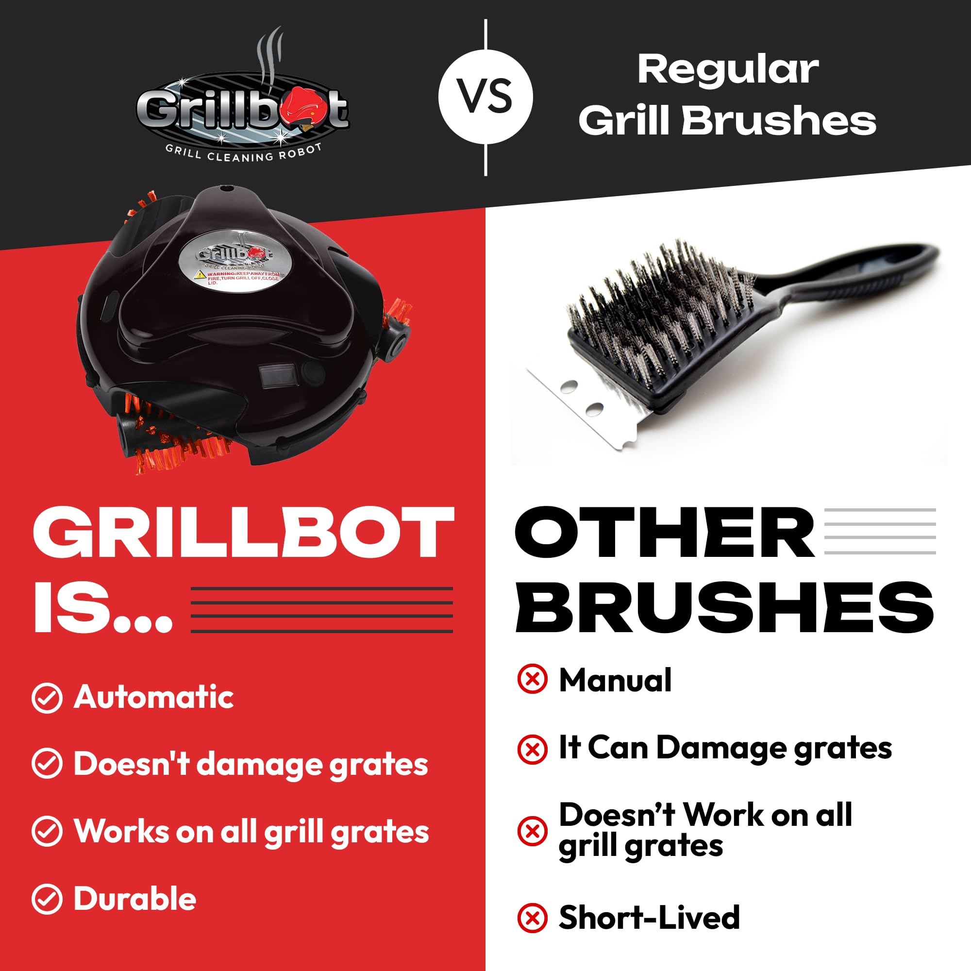 Outdoor grill cleaning kit with Grillbot reduces manual scrubbing.