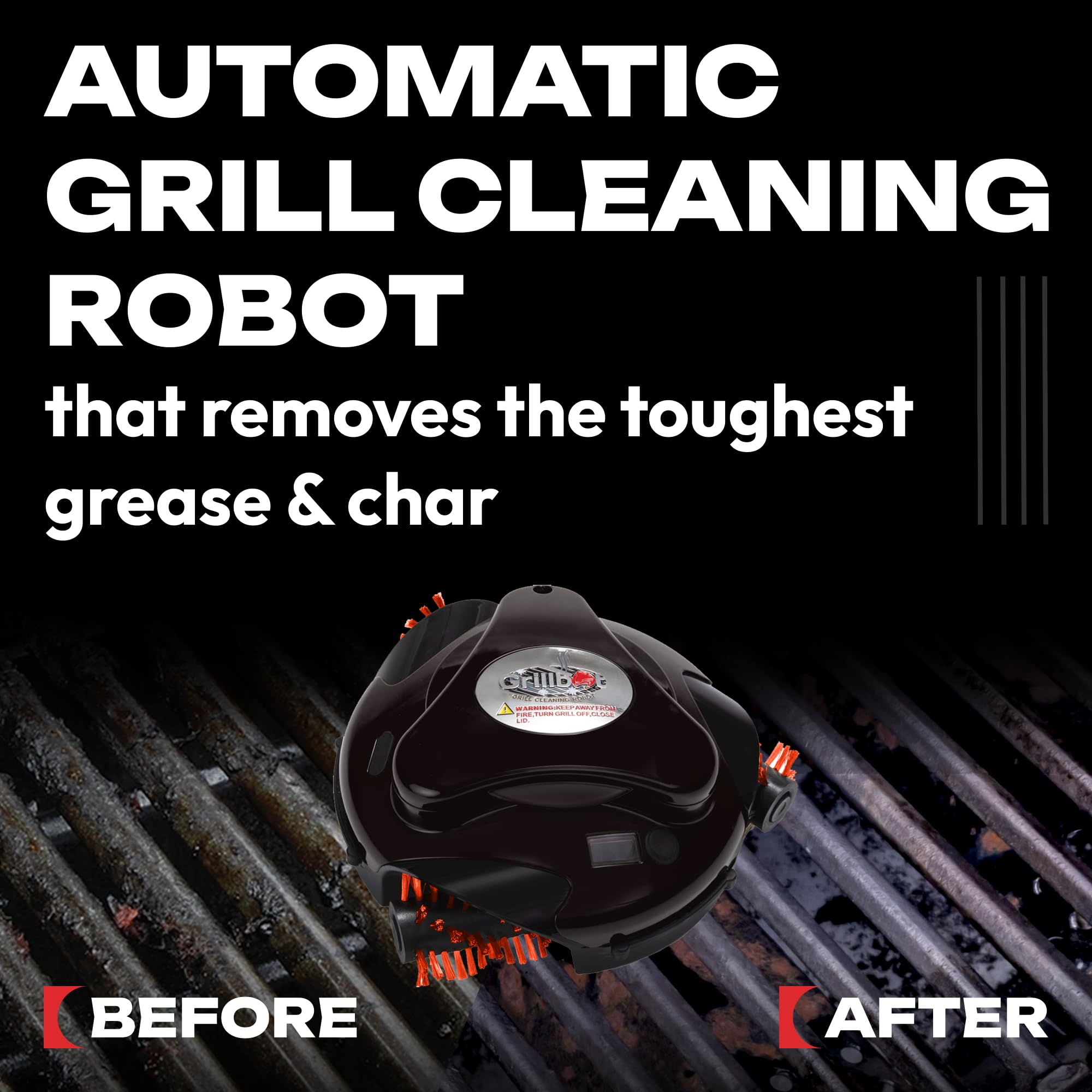Three brushes spin together for thorough cleaning, reducing elbow grease after grilling.