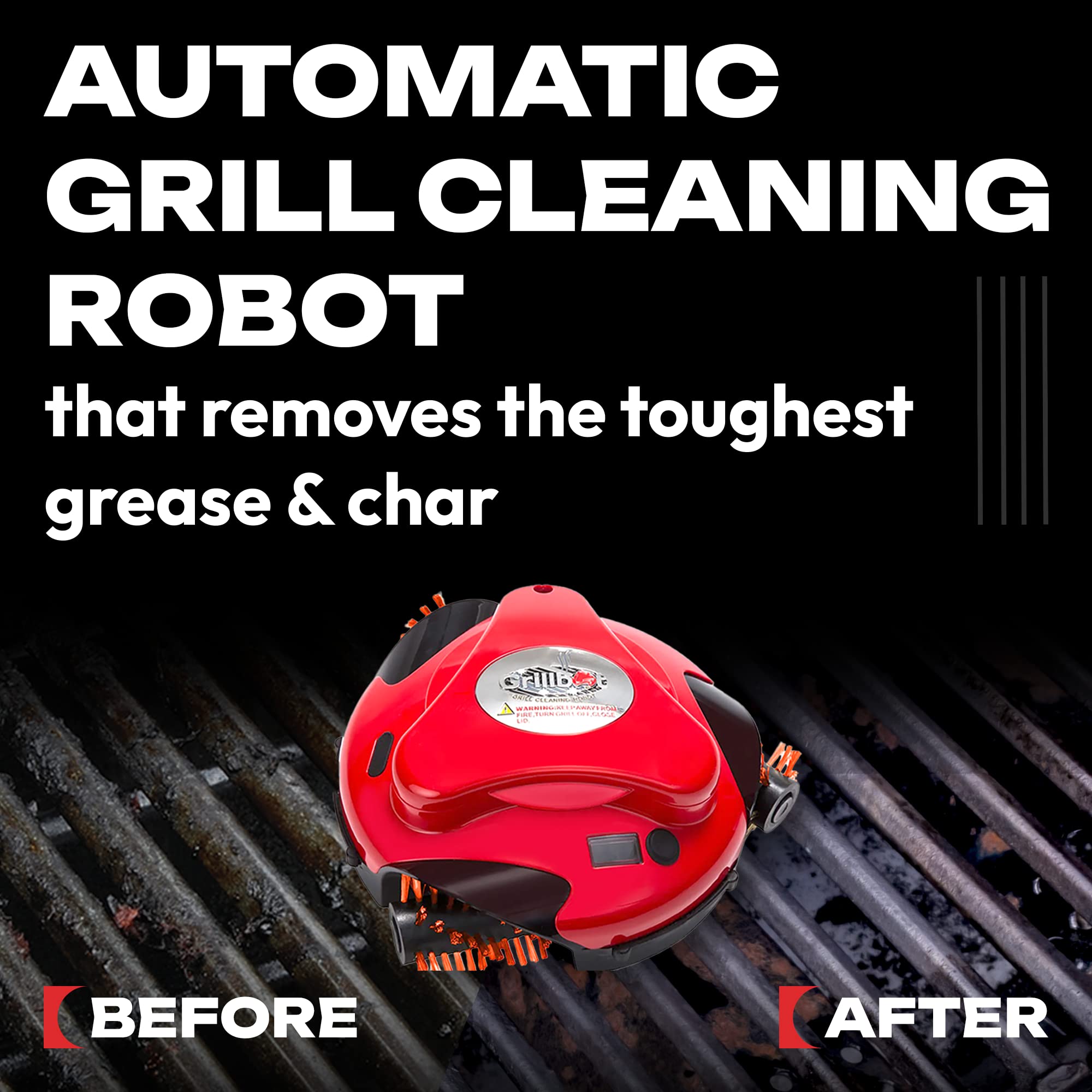 Grillbot three nylon brushes in action scrubbing grates