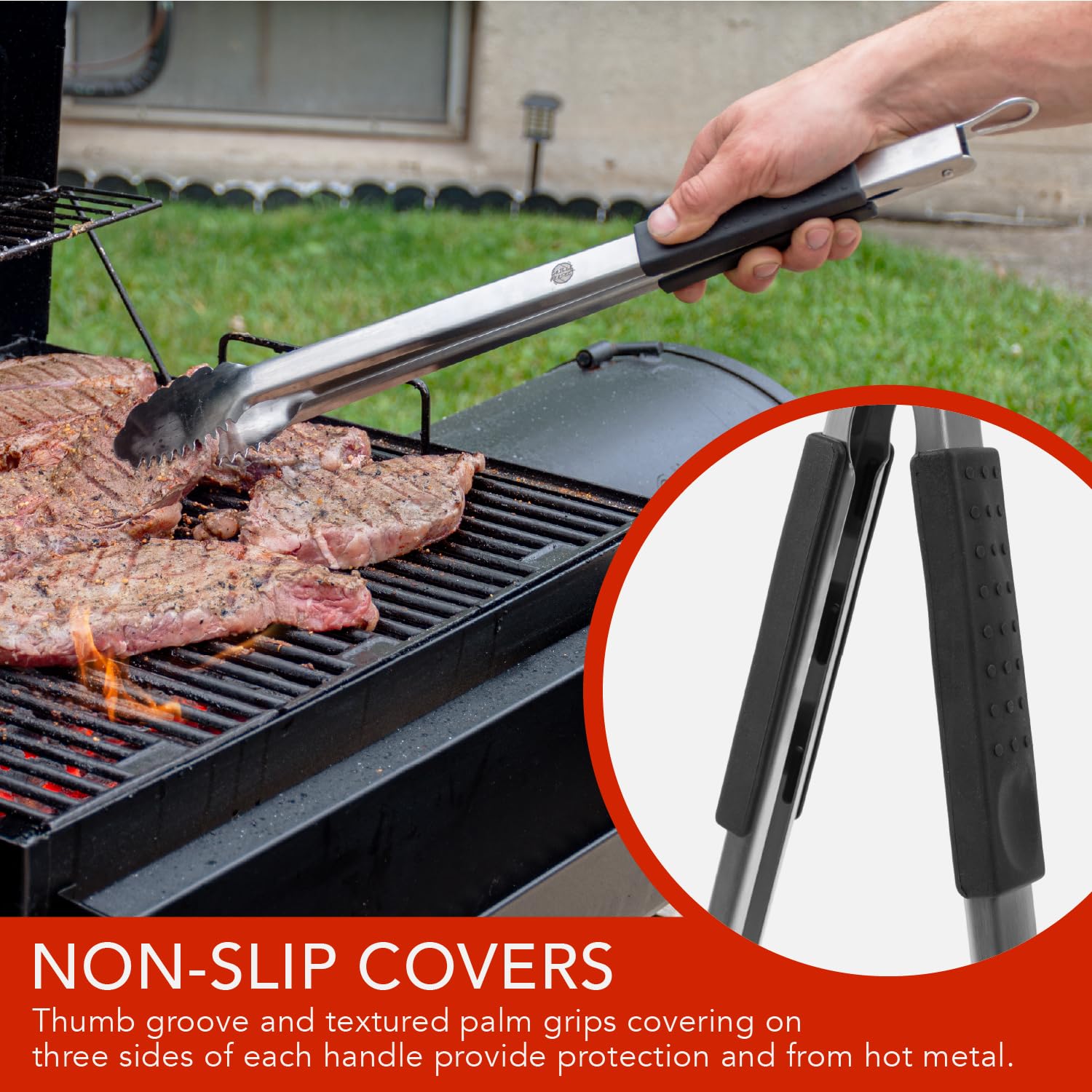 Grille Perfect soft edge handles move bread and vegetables without tearing
