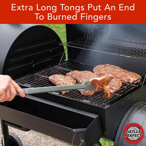 Grille Perfect tongs showing dual-sided teeth for secure grabs