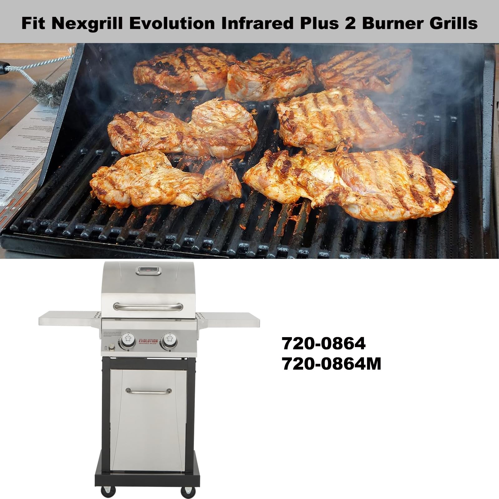 Grillflame signature 2-burner grate enhances even heating on Charbroil grills.
