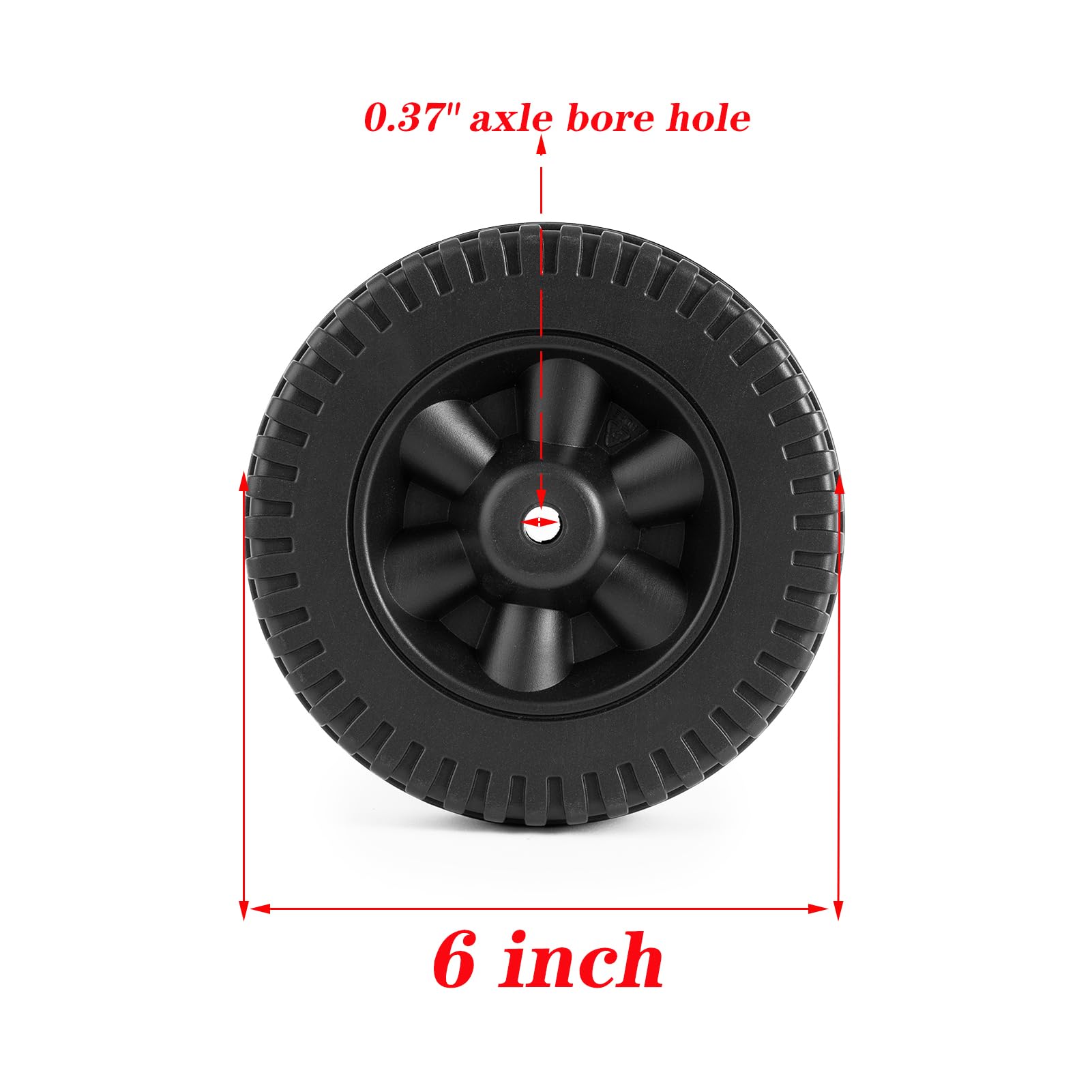 Grillflame G206-0025-W1 wheel side view highlights durable plastic construction.