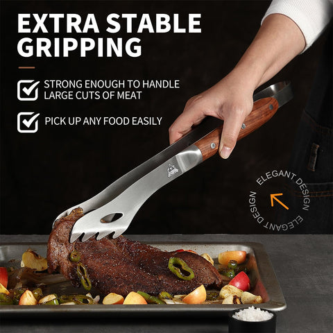 GRILLGEN 16.73-inch tongs keep hands safely away from heat during grilling