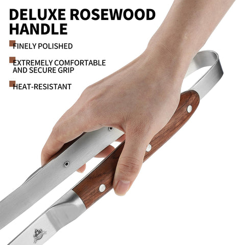 GRILLGEN smooth-surface tongs prevent snagging and simplify cleaning