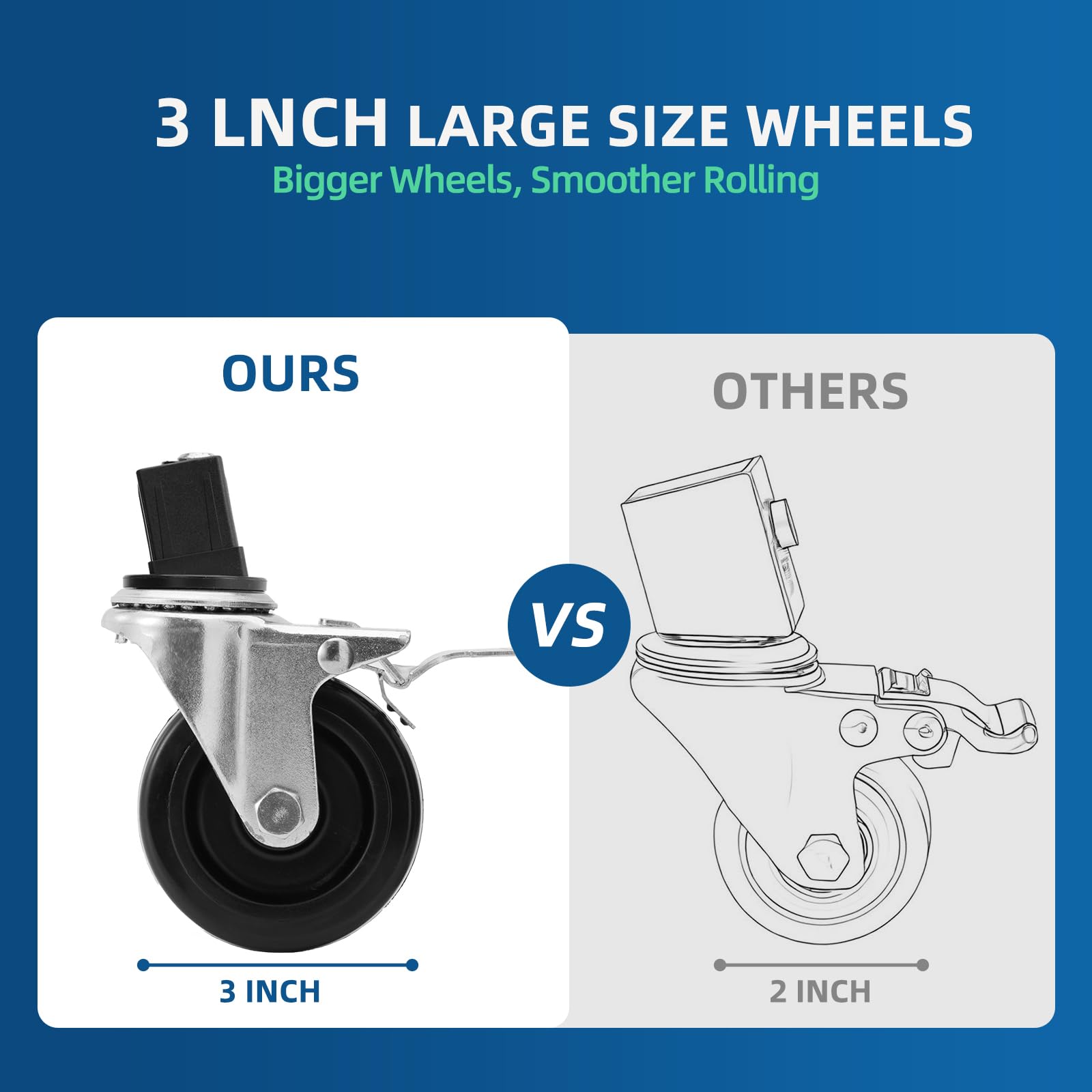 GRILLHOME 360-degree swivel wheels front view allow effortless direction changes for flexible placement.