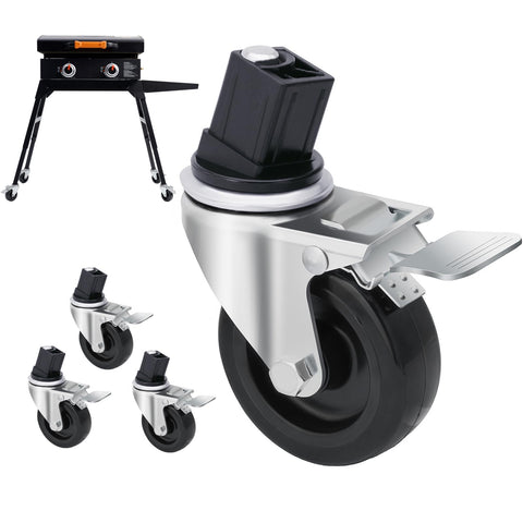 GRILLHOME 3-inch caster wheels side view enable smooth movement for your griddle stand on patios.