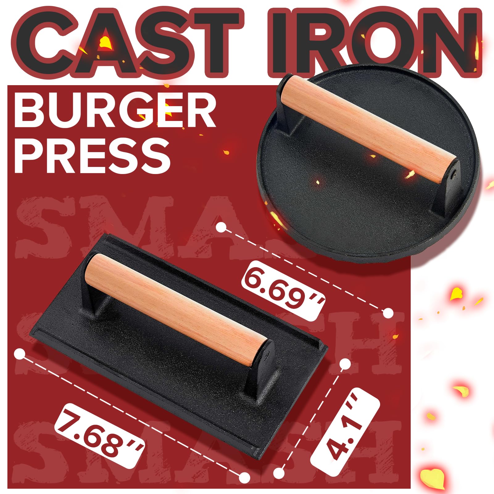 Grilliance rectangle smash burger press for uniform patty formation