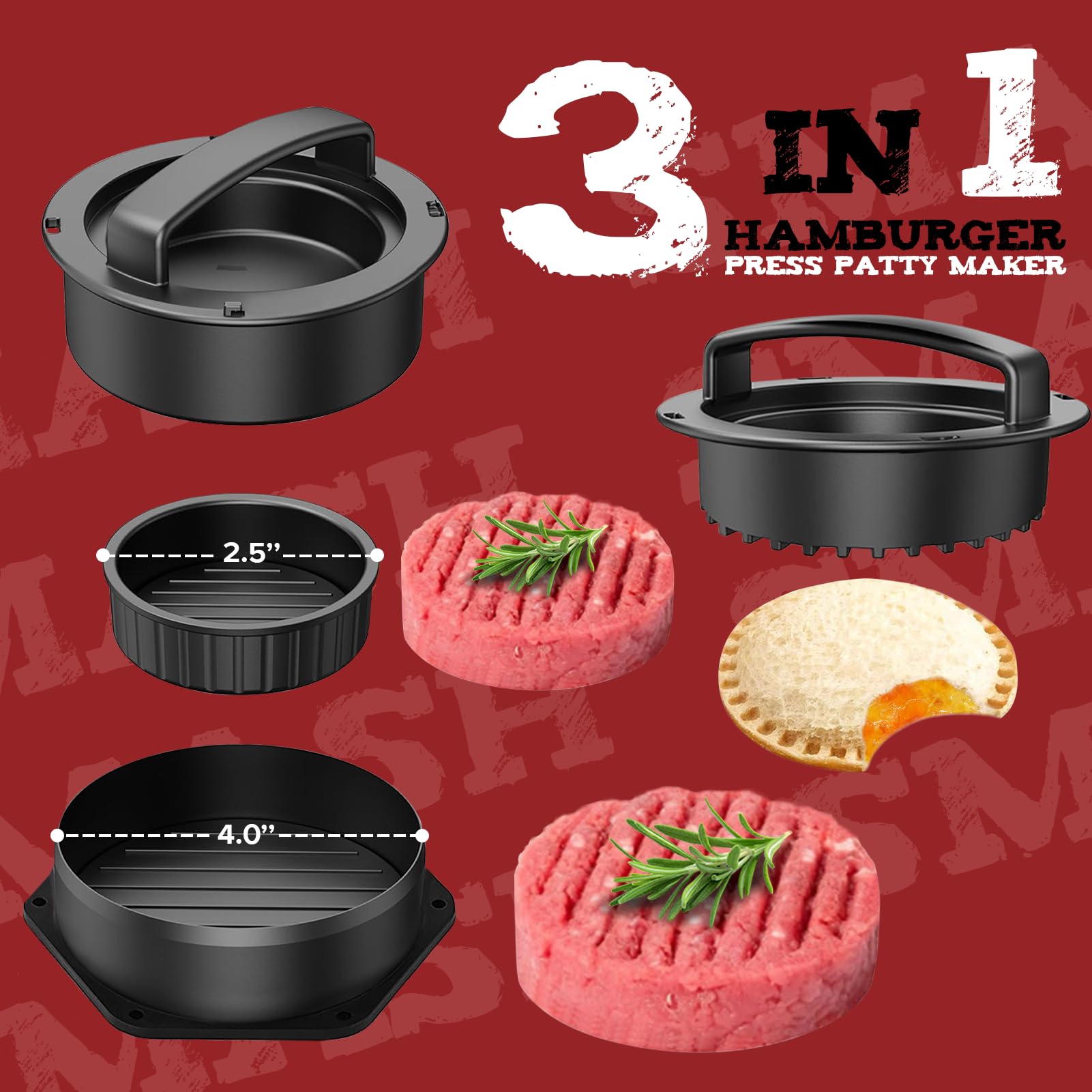 Grilliance wooden handles stay cool while pressing burgers.