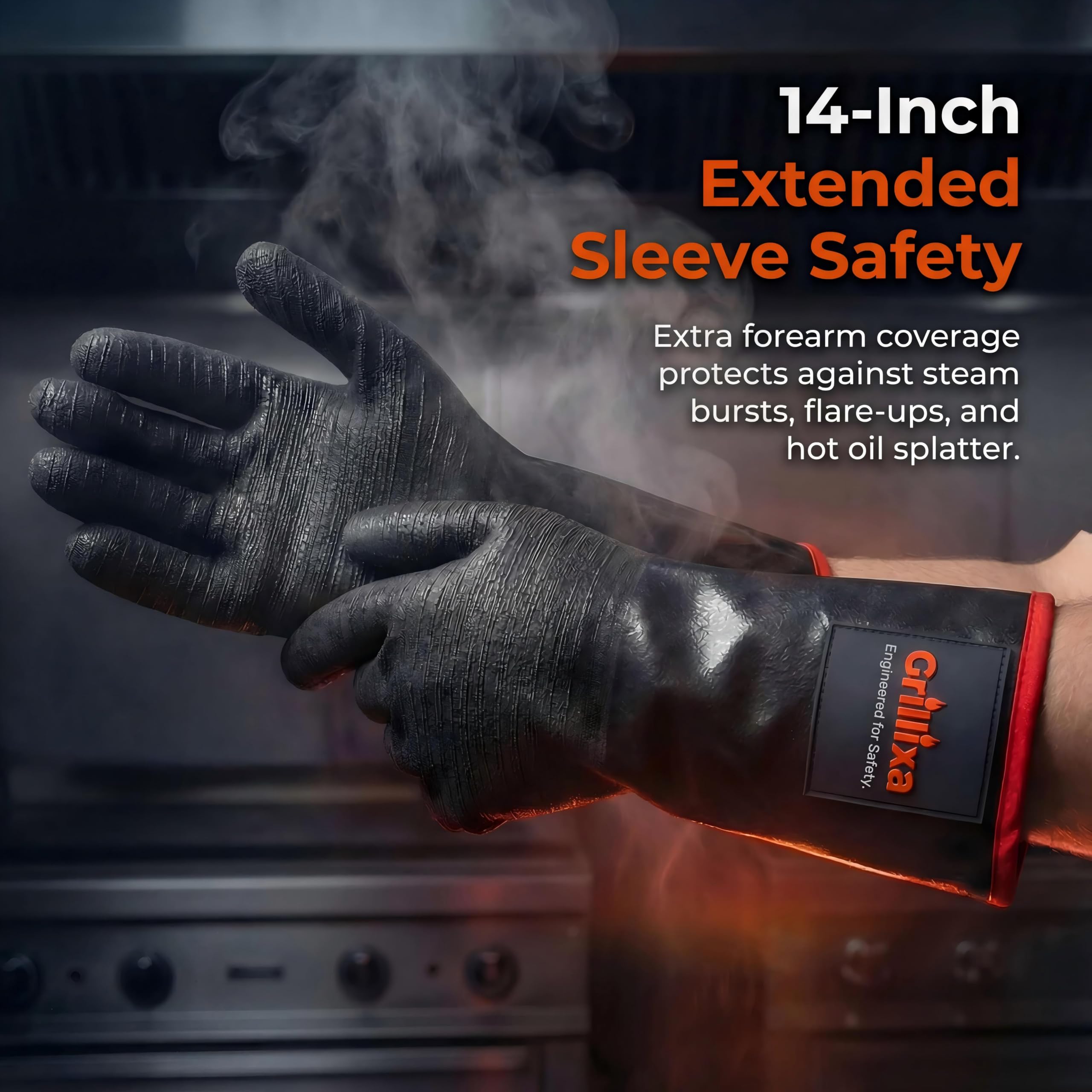 Grillixa waterproof neoprene shell keeps hands dry during greasy tasks.