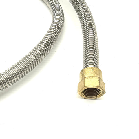 GRILLJOB brass swivel flare fittings on both ends for flexible installs.
