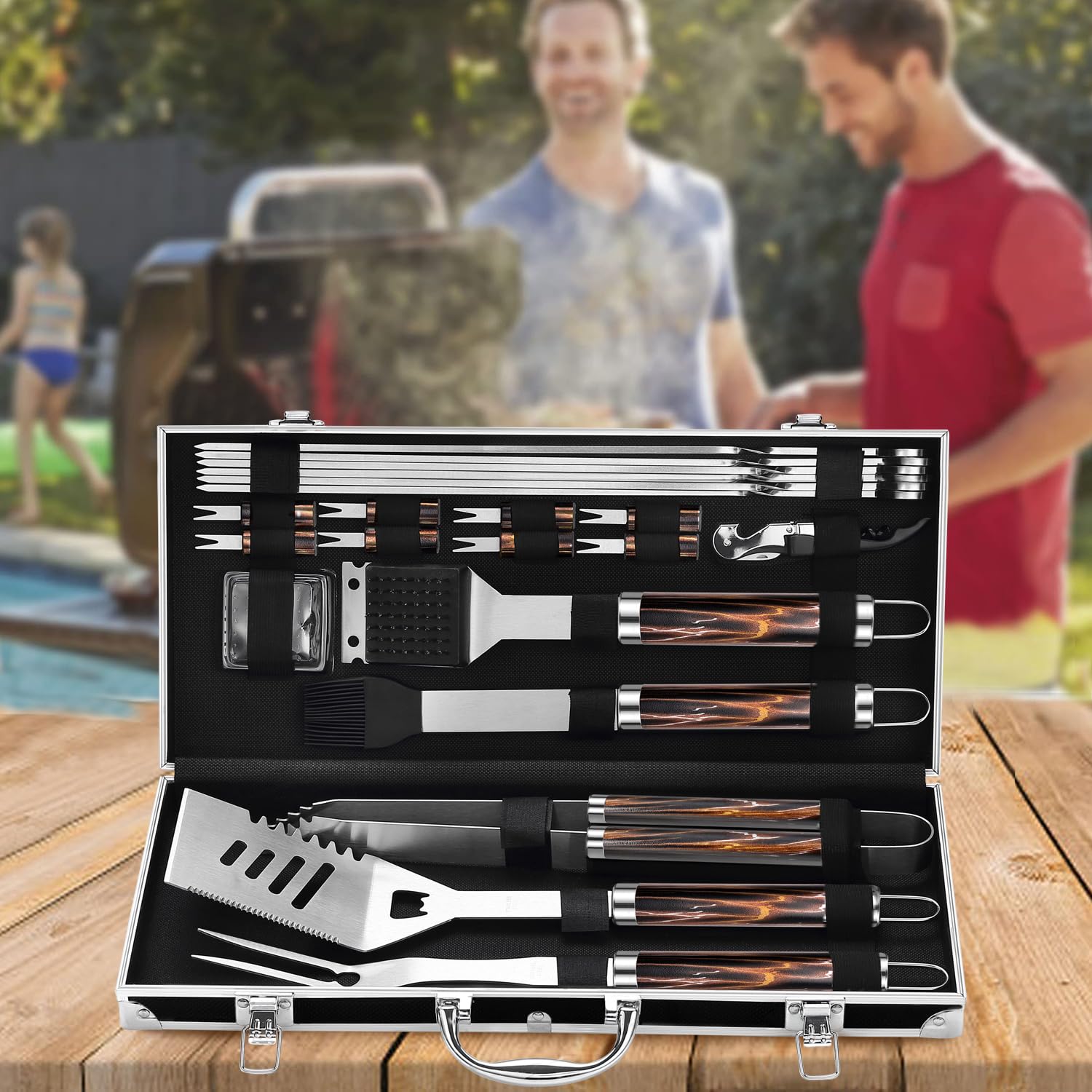 Grilljoy skewers and corn holders simplify kebabs and corn-on-the-cob grilling