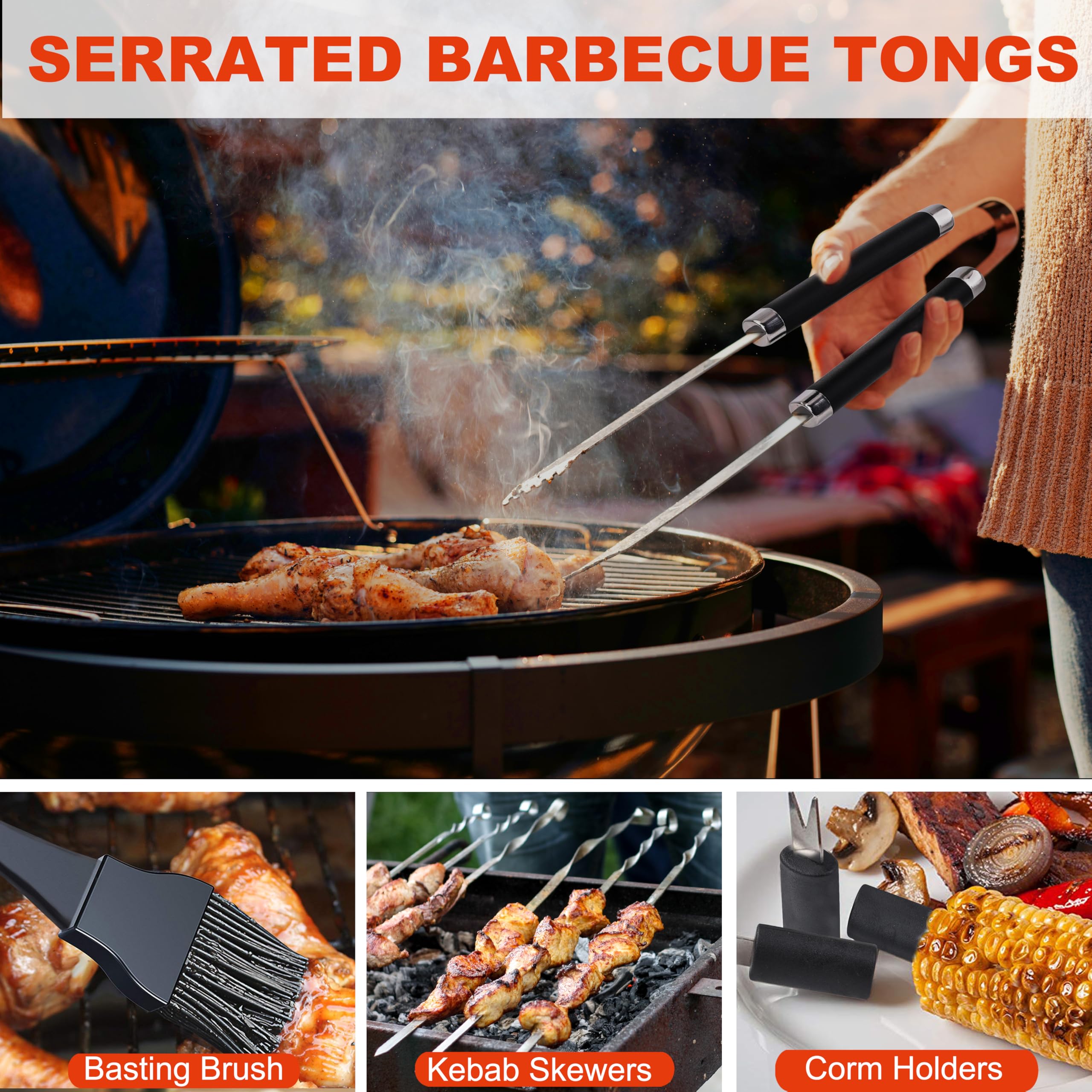 Grilljoy corkscrew and fork for precise meat handling during grilling.