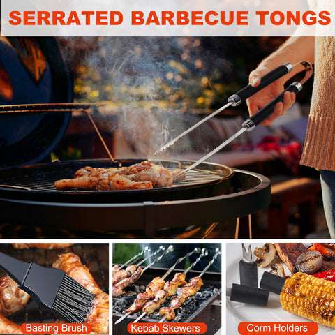 Grilljoy corkscrew and fork for precise meat handling during grilling.