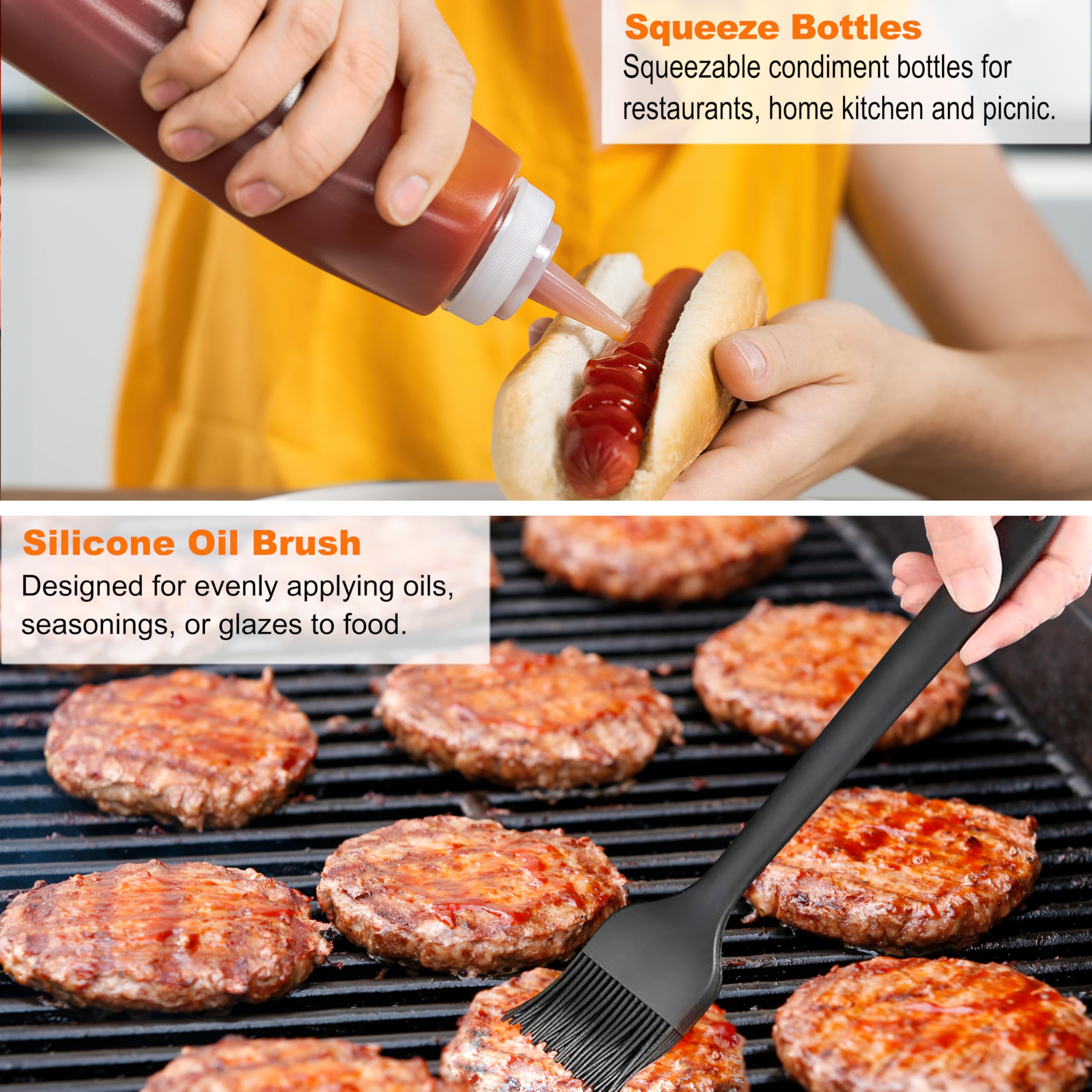 Grilljoy squeeze bottles and salt shakers for seasoning control.