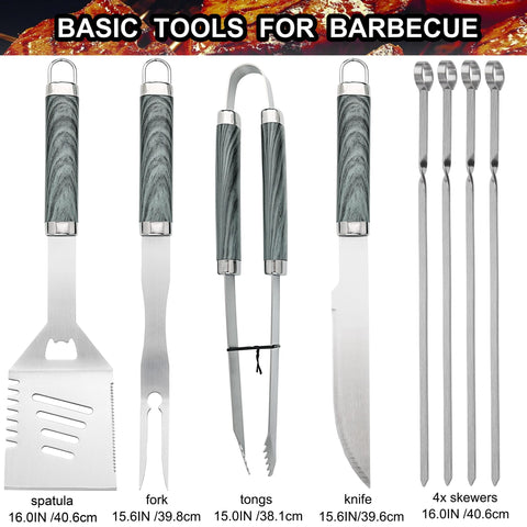 grilljoy stainless steel grill tools close-up showing rust resistance