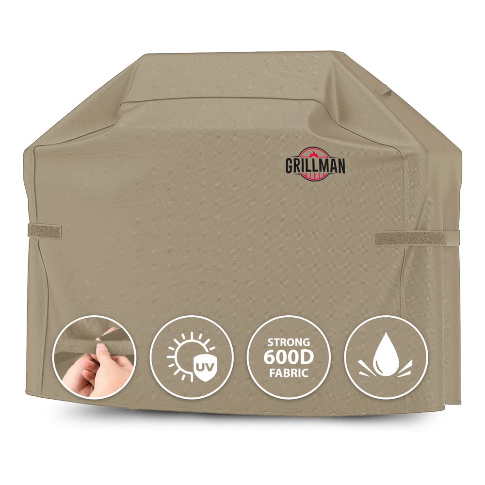 Grillman 58-inch tan grill cover shields grill from rain and sun for long-lasting life