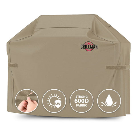 Grillman 58-inch tan grill cover shields grill from rain and sun for long-lasting life