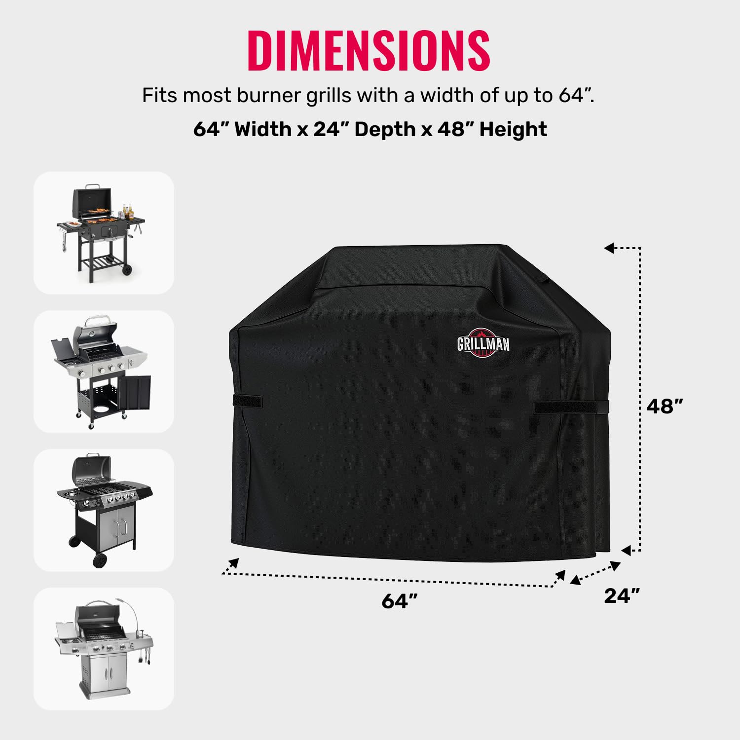 Grillman 64-inch grill cover made from waterproof material protecting from rain