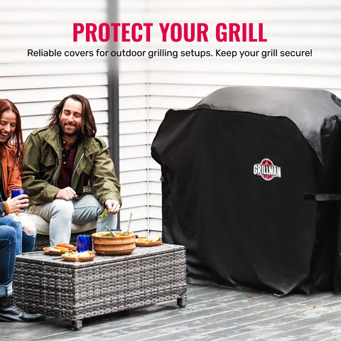 Grillman grill cover with side straps for a wind-resistant fit