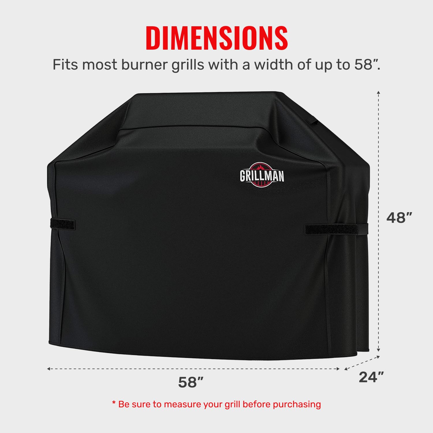 Grillman 58-inch grill cover fitting large grills securely.