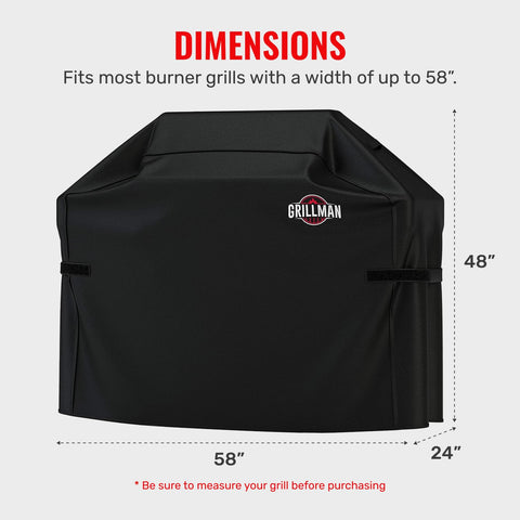 Grillman 58-inch grill cover fitting large grills securely.