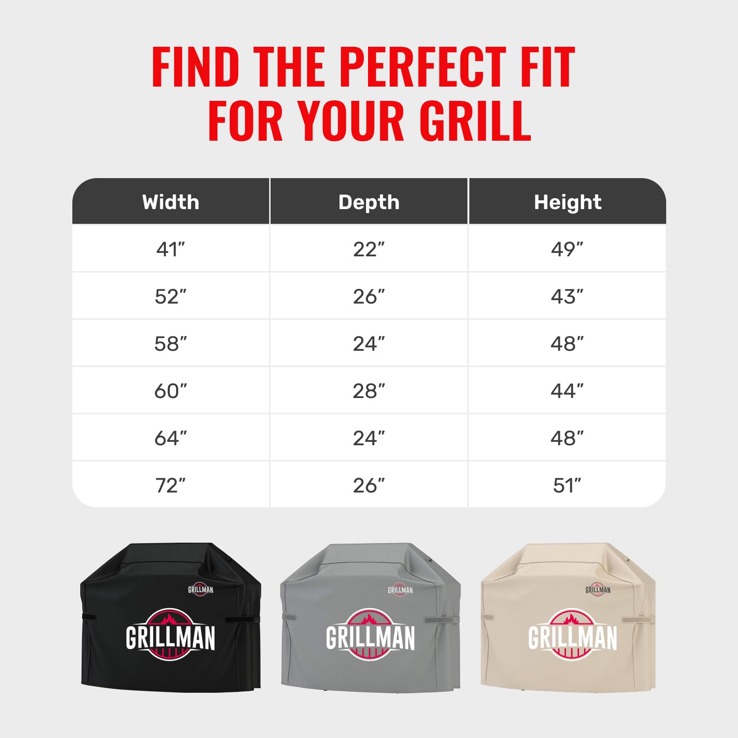 Grillman easy-clean cover that wipes clean and air-dries quickly.