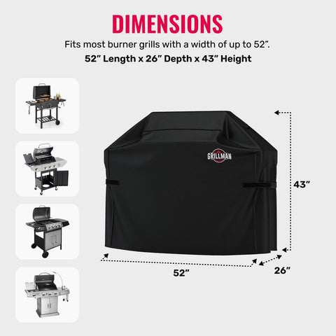 Grillman grill cover rip-proof design guards against tears during windy days.