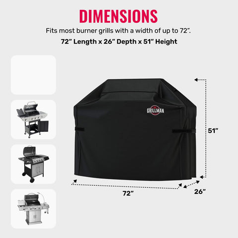 Grillman heavy-duty 72inch cover waterproof fabric keeps grills dry after rain.