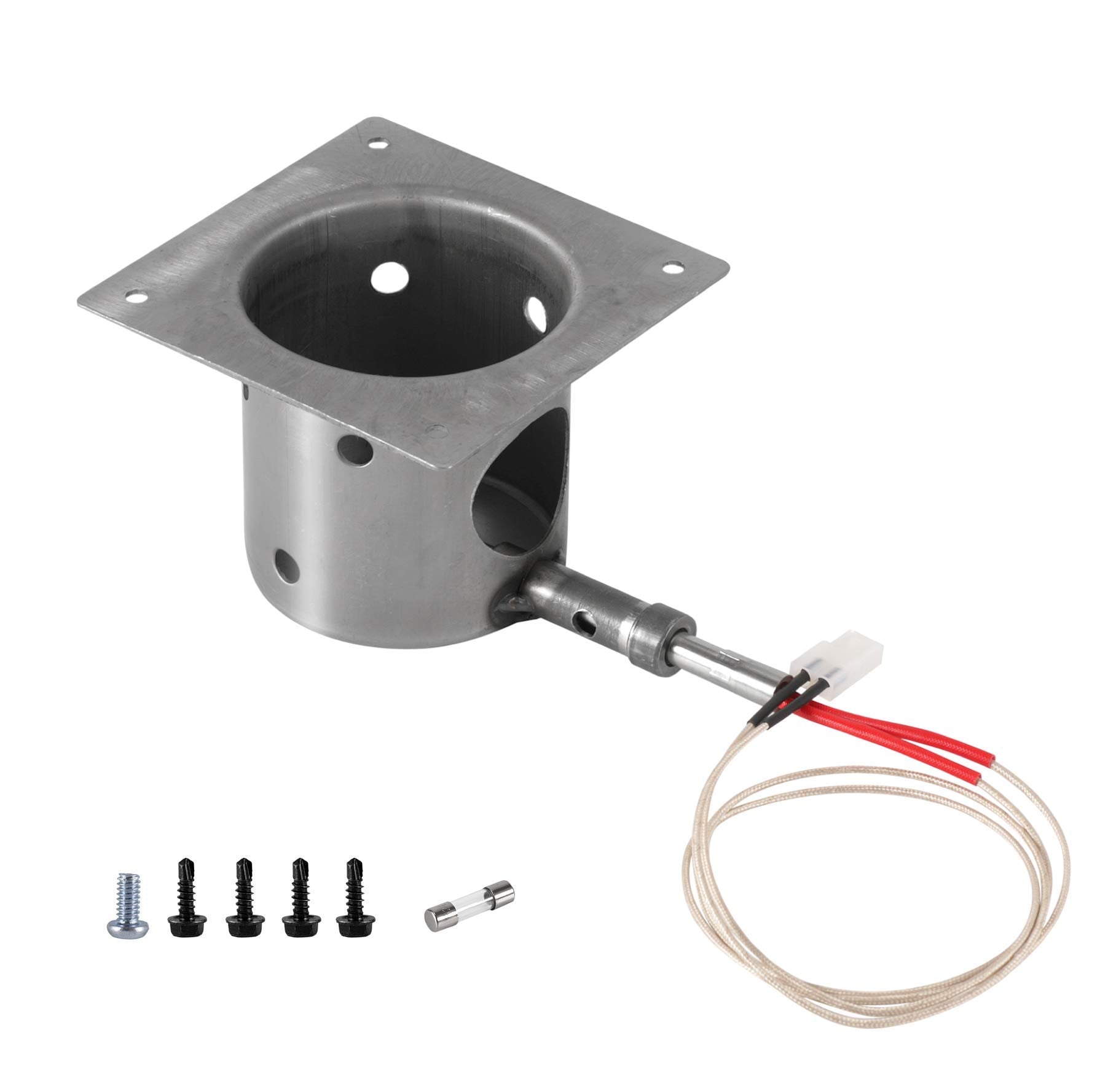 GRILLME Traeger fire pot burn pot assembly shows durable 14-gauge steel construction.