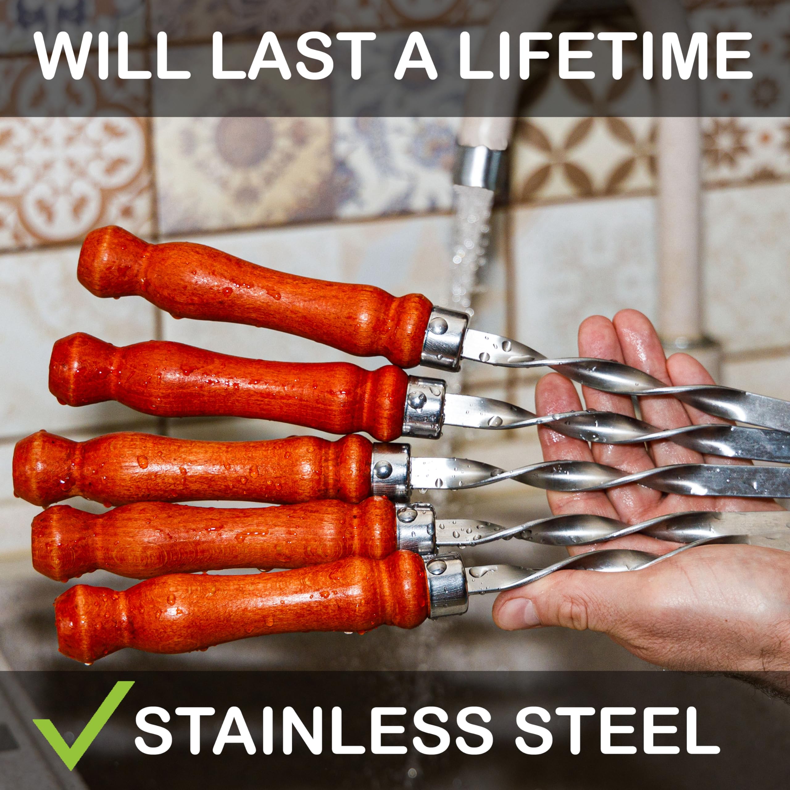 GRILLMER long 23.6 inch skewers ideal for Brazilian churrasco.