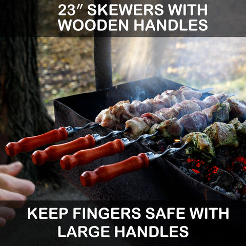 GRILLMER wooden handle keeps grip cool during grilling.