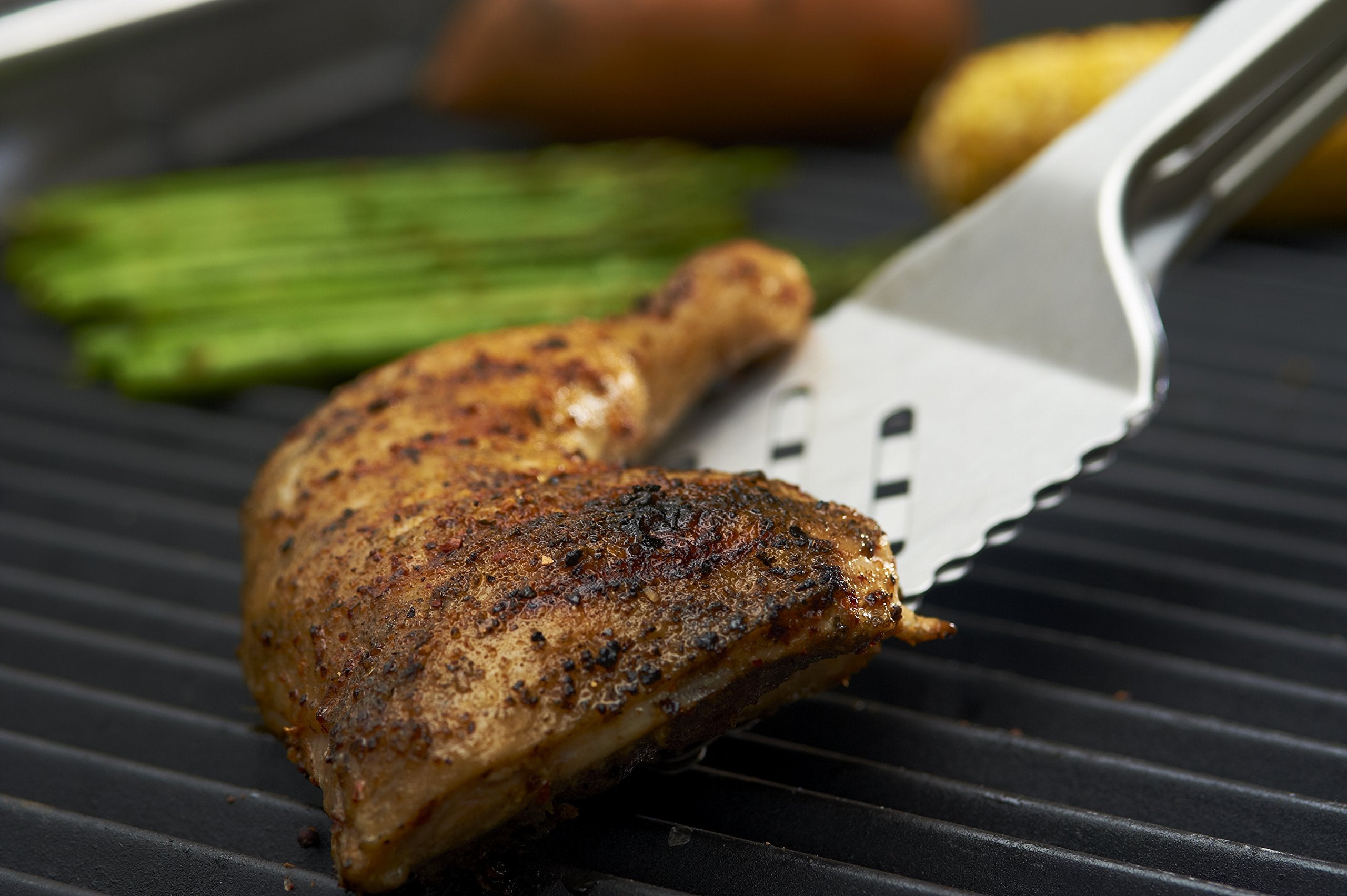 GrillPro 40240 ergonomic grip reduces hand fatigue during extended grilling.