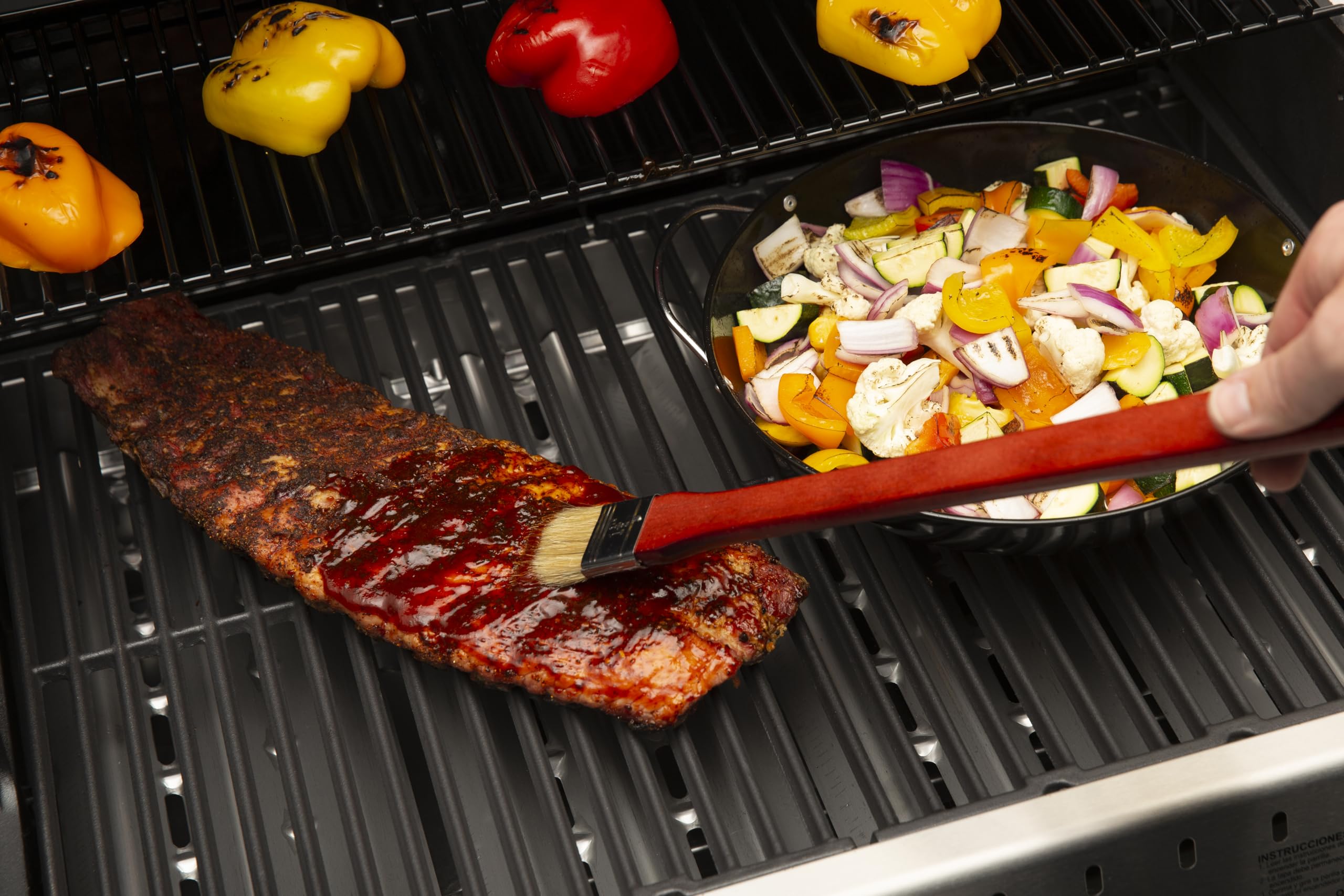 GrillPro basting brush compatible with grills, smokers, and ovens for versatile cooking.