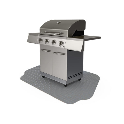 GRILLTEX front drip zone mat with extended lip captures spills for easy cleanup.