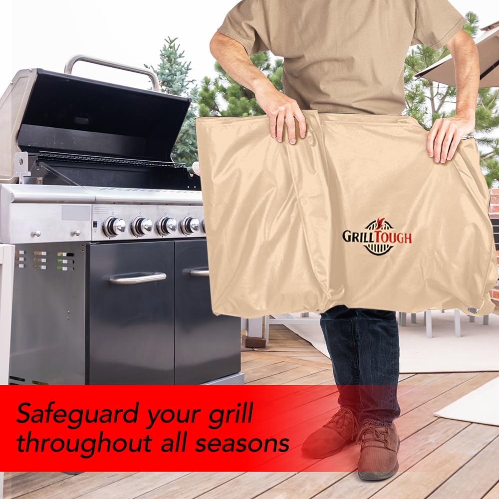 GrillTough tan outdoor grill cover complements patio decor