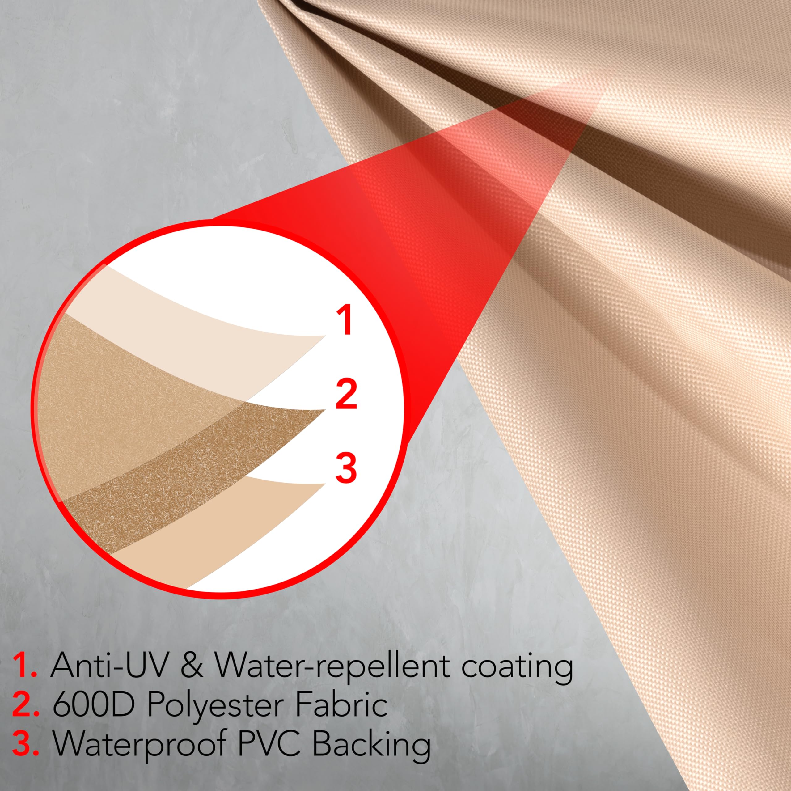 GrillTough UV fade-resistant material maintains color on sunny days