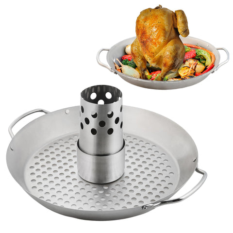 GrillX beer can chicken holder with 13-inch tall stand for stable cooking