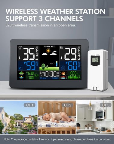 Grilza Weather Station atomic clock keeps accurate time across zones