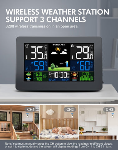 Grilza Weather Station indoor/outdoor sensors monitor conditions around your home