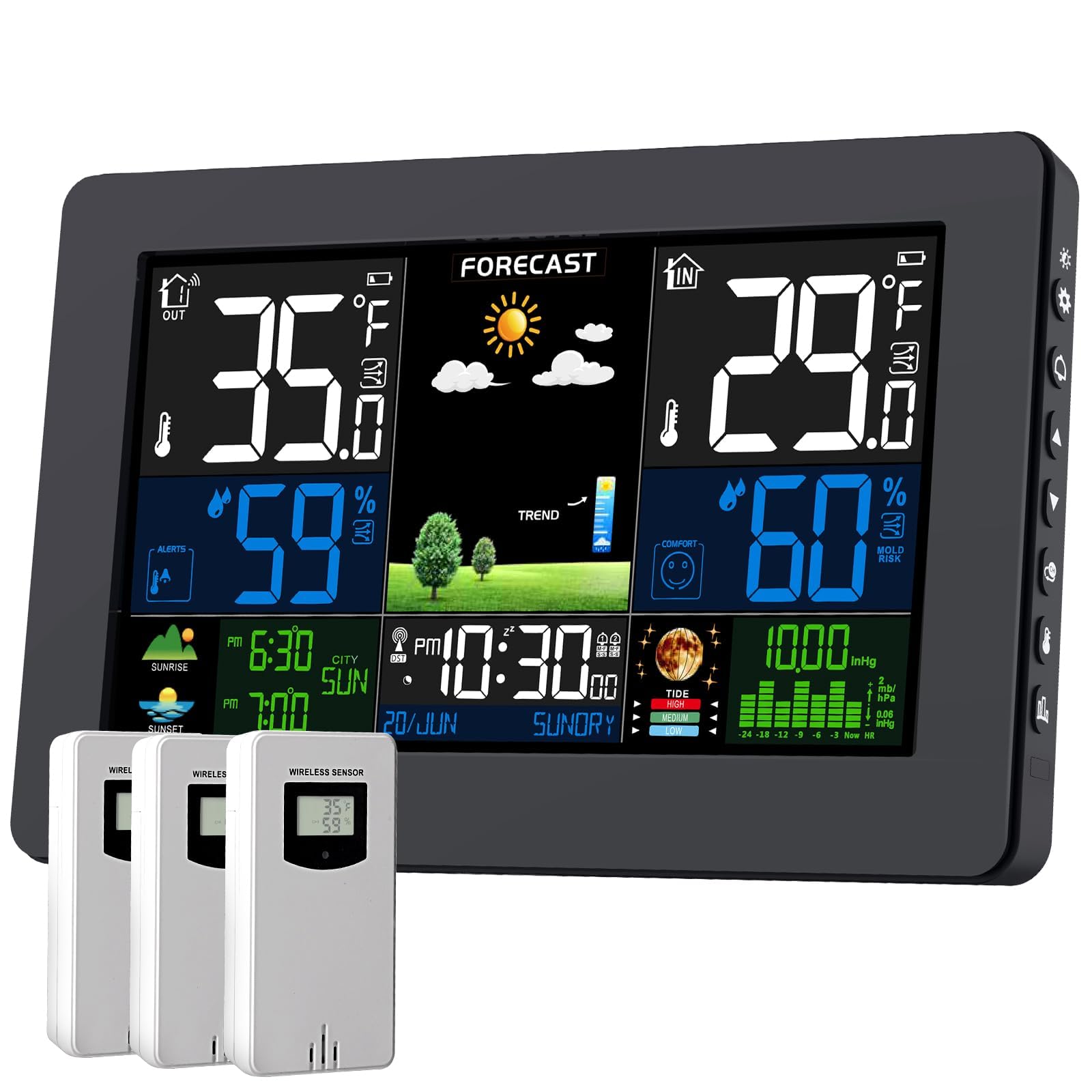 Grilza Weather Station large display for easy reading of temperature and humidity